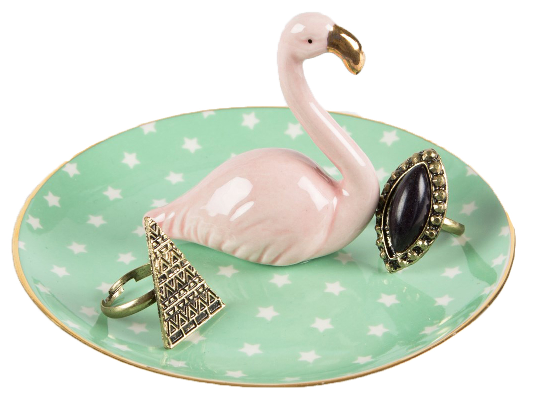 Keramikfat med flamingo